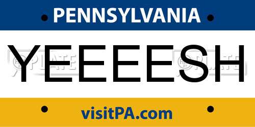 YEEEESH Pennsylvania License Plate