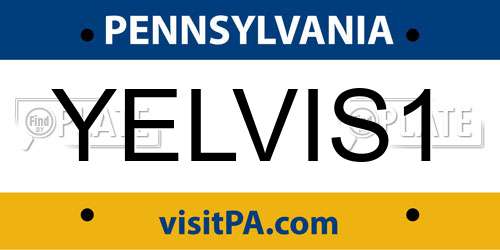 YELVIS1 Pennsylvania License Plate