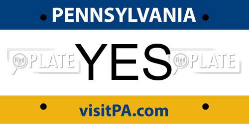 YES Pennsylvania License Plate
