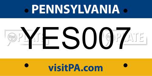 YES007 Pennsylvania License Plate