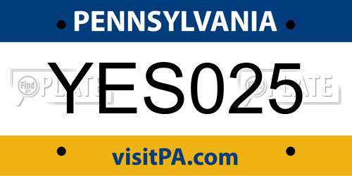 YES025 Pennsylvania License Plate