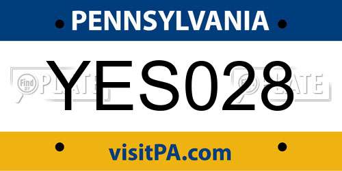 YES028 Pennsylvania License Plate