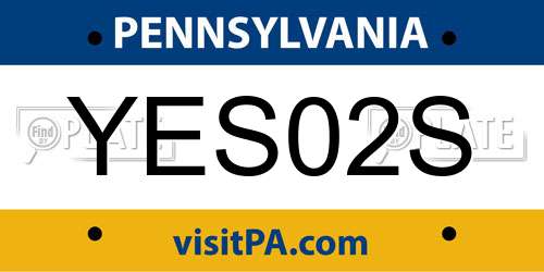 YES02S Pennsylvania License Plate