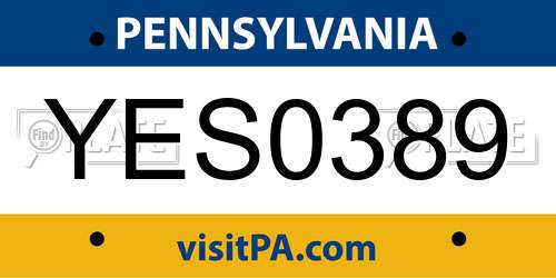 YES0389 Pennsylvania License Plate