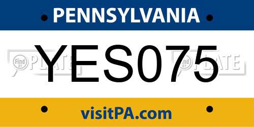 YES075 Pennsylvania License Plate