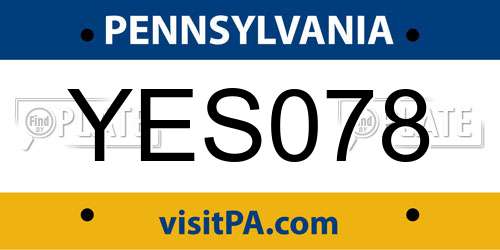 YES078 Pennsylvania License Plate