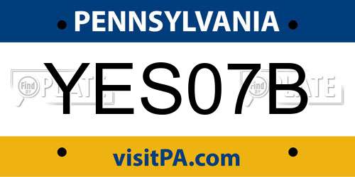 YES07B Pennsylvania License Plate