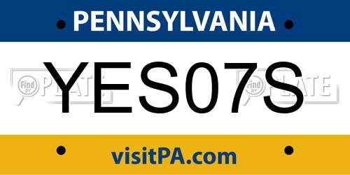 YES07S Pennsylvania License Plate