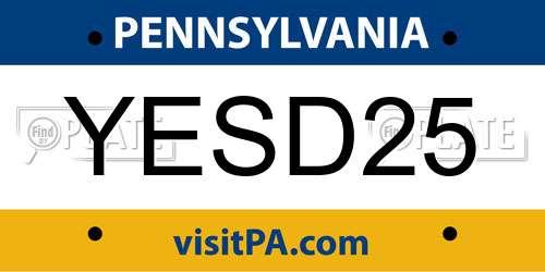 YESD25 Pennsylvania License Plate
