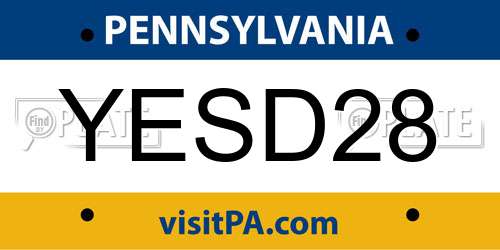 YESD28 Pennsylvania License Plate