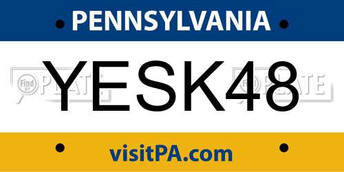 YESK48 Pennsylvania License Plate