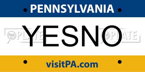 YESNO Pennsylvania License Plate