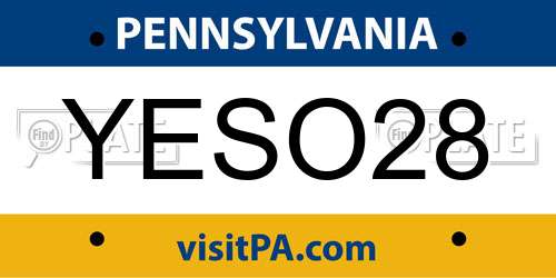 YESO28 Pennsylvania License Plate