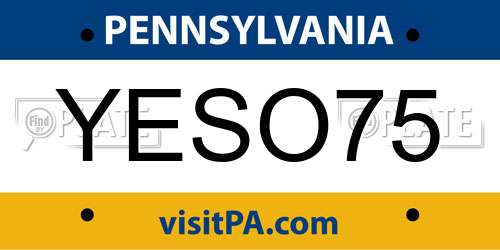 YESO75 Pennsylvania License Plate