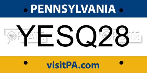 YESQ28 Pennsylvania License Plate