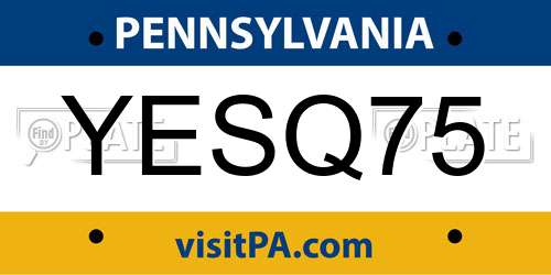 YESQ75 Pennsylvania License Plate