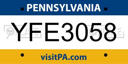 YFE3058 Pennsylvania License Plate
