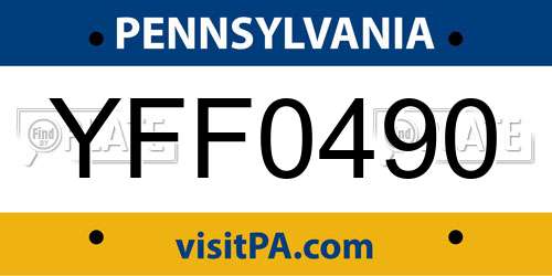 YFF0490 Pennsylvania License Plate