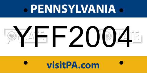 YFF2004 Pennsylvania License Plate