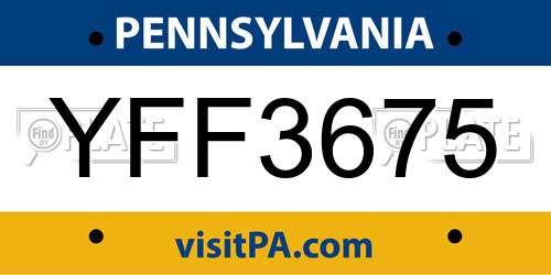YFF3675 Pennsylvania License Plate