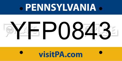YFP0843 Pennsylvania License Plate