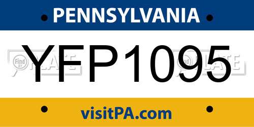 YFP1095 Pennsylvania License Plate