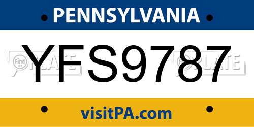 YFS9787 Pennsylvania License Plate