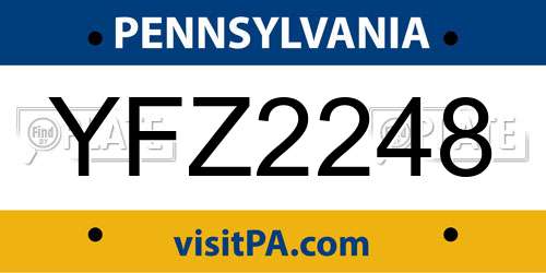 YFZ2248 Pennsylvania License Plate