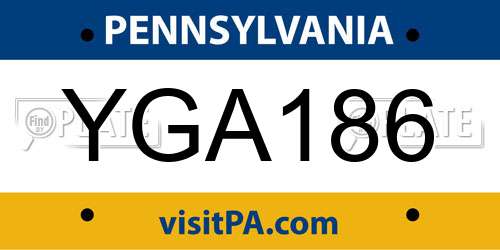 YGA186 Pennsylvania License Plate