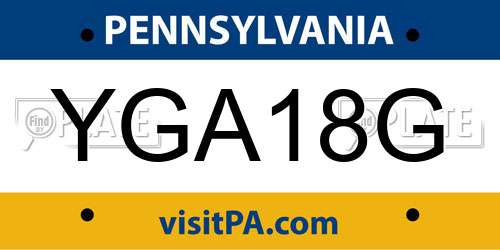 YGA18G Pennsylvania License Plate
