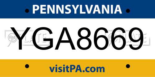 YGA8669 Pennsylvania License Plate