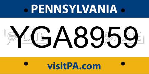 YGA8959 Pennsylvania License Plate