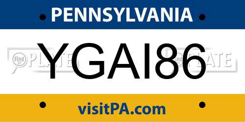 YGAI86 Pennsylvania License Plate
