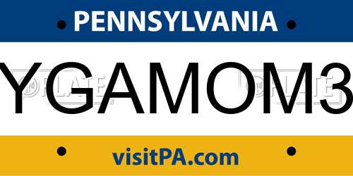 YGAMOM3 Pennsylvania License Plate