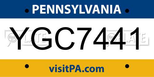YGC7441 Pennsylvania License Plate