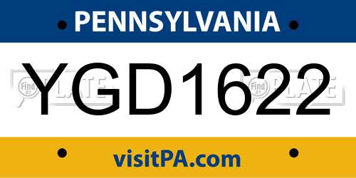 YGD1622 Pennsylvania License Plate