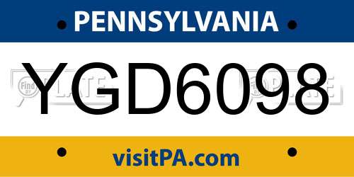 YGD6098 Pennsylvania License Plate