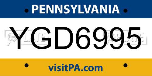 YGD6995 Pennsylvania License Plate