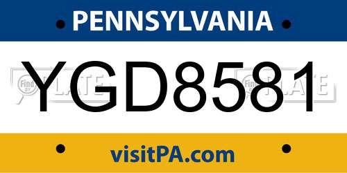 YGD8581 Pennsylvania License Plate