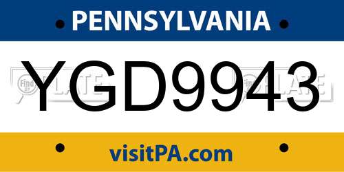 YGD9943 Pennsylvania License Plate