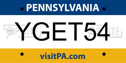 YGET54 Pennsylvania License Plate