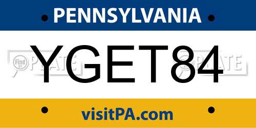 YGET84 Pennsylvania License Plate