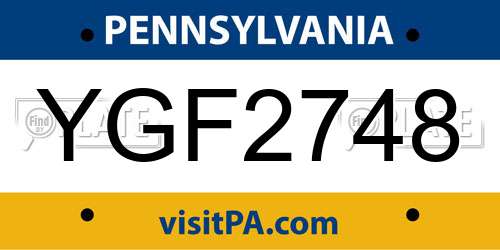 YGF2748 Pennsylvania License Plate