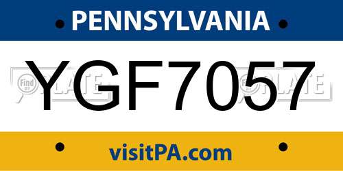 YGF7057 Pennsylvania License Plate