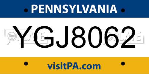 YGJ8062 Pennsylvania License Plate