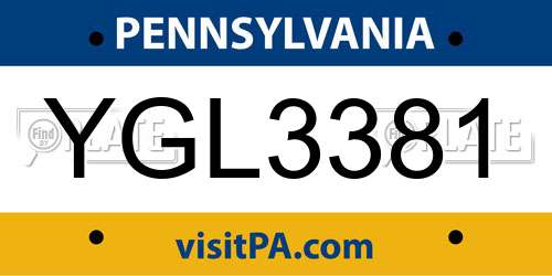 YGL3381 Pennsylvania License Plate