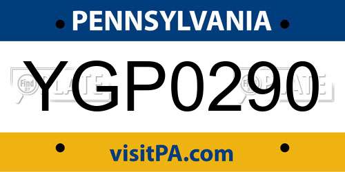 YGP0290 Pennsylvania License Plate