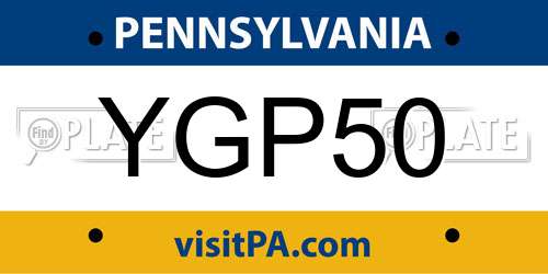 YGP50 Pennsylvania License Plate