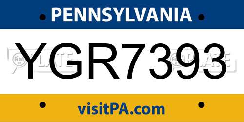 YGR7393 Pennsylvania License Plate