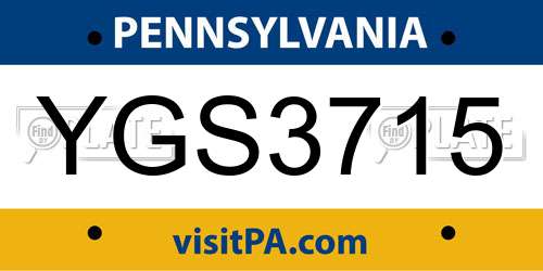 YGS3715 Pennsylvania License Plate